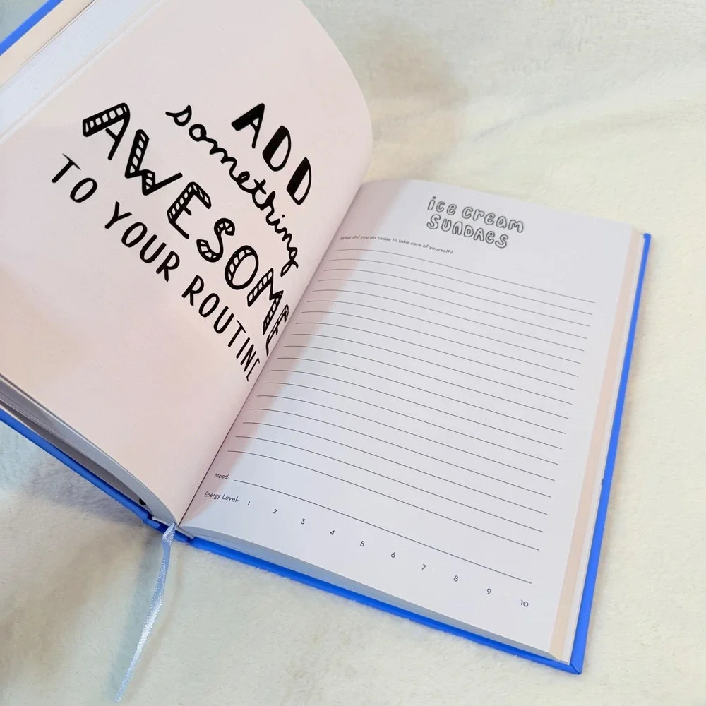 Free Period Press Self‎ Care Journal Blue Hardcover Guided Prompt Diary FP302-TA